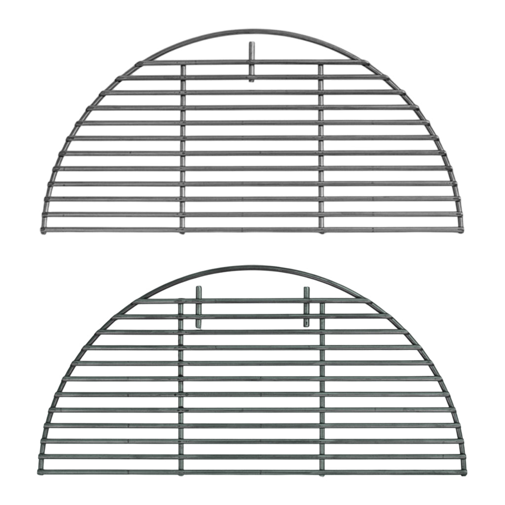 CGS 9"x18" Half-Moon Stainless Grid for use on CGS Rack Systems for the Large Big Green EGG. Two options to pick from  - Adjustable Rig and Woo.