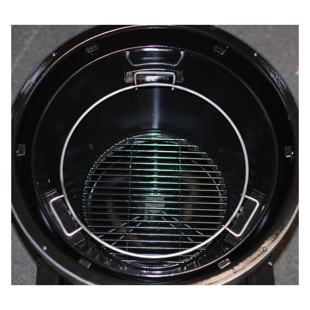 CGS Accessory Ring, Spider, for Char-Griller Akorn Kamado Grills holds 16" half-moon deflectors for BBQ or two zone grilling. Spider can also hold a 16" round bottom wok.
