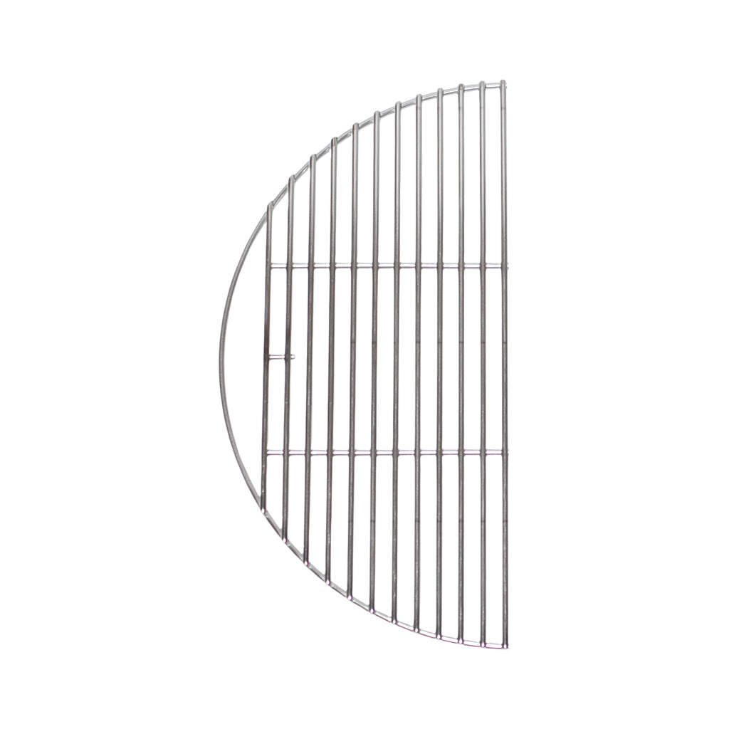 One heavy duty, half-moon, kamado joe classic cooking grate. Made in the USA from 0.225-inch diameter Stainless.