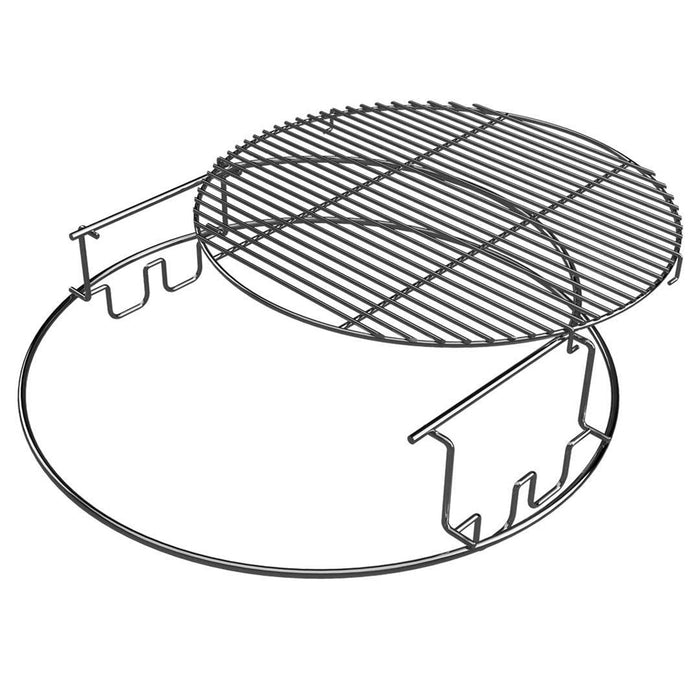 Large Big Green EGG 2-piece Multi-Level Rack adds a second level to the Large Big Green EGG convEGGtor Basket.