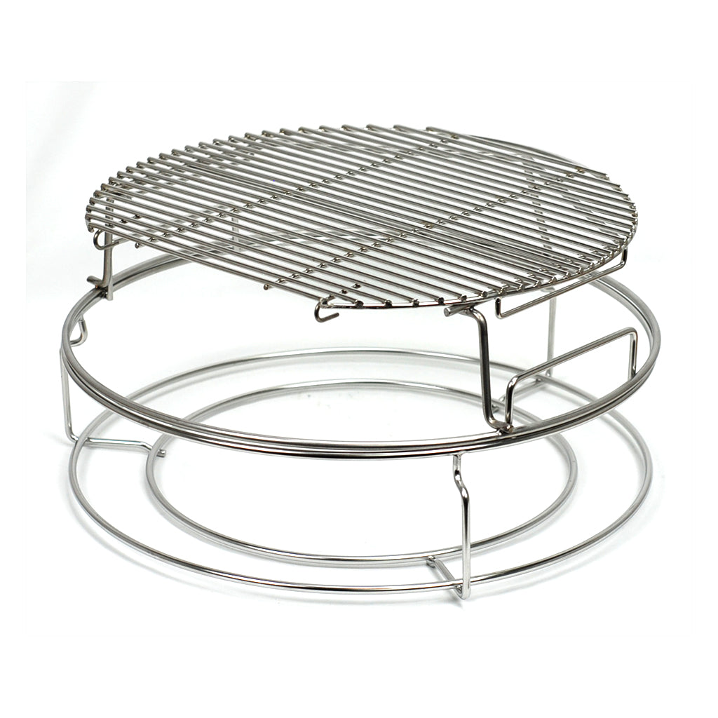 Large Big Green EGG EGGspander basket with CGS 2 piece second, multi-level grid system. EGGspander 2 grid system for the Large Big Green EGG.