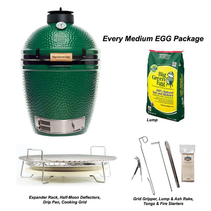 Medium Big Green EGG package with everything you need to grill and barbeque on day one. 