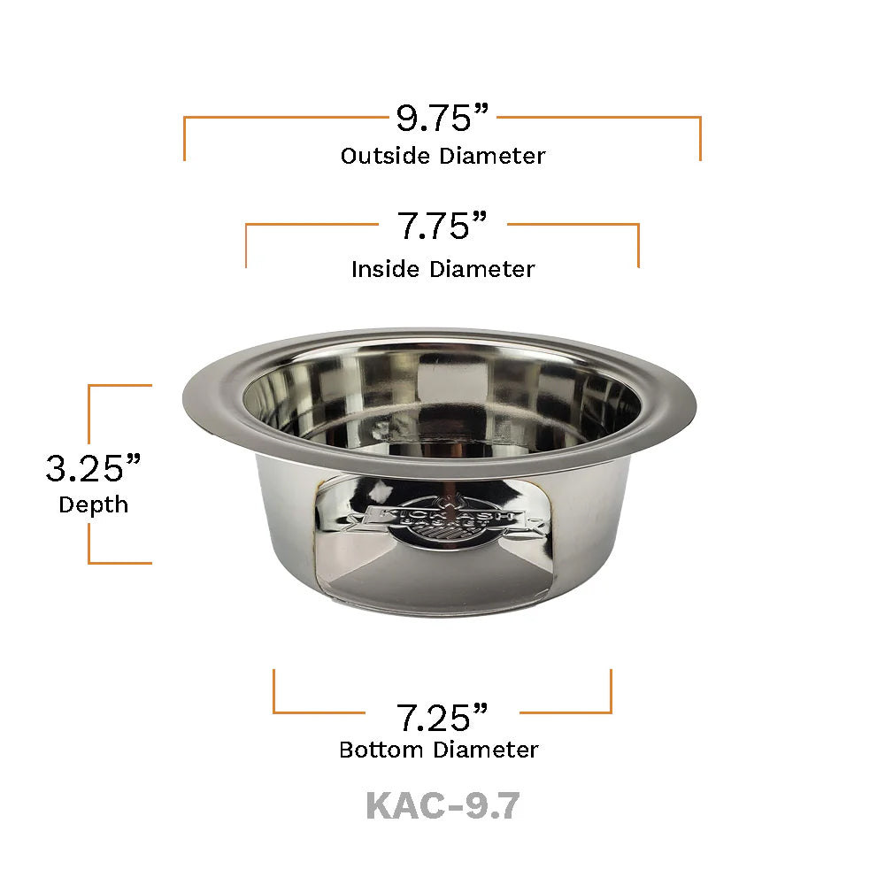 Diagram showing the Kick Ash Can measurements for the Pit Boss 24 and Louisiana Grills 24 firebowl.