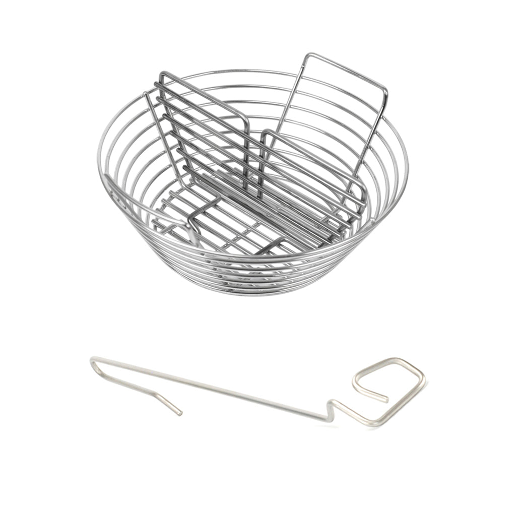 Kick Ash Basket and CGS Basket Divider for Pit Boss 22 and Louisiana Grills 22 kamados. Includes Free CGS Lump Rake.