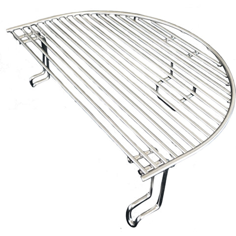 Top view of the 3-leg, primo grills Large Oval extension rack. Use the rack to add a second level to the cooking area. Large Oval requires to two racks for full second level coverage.