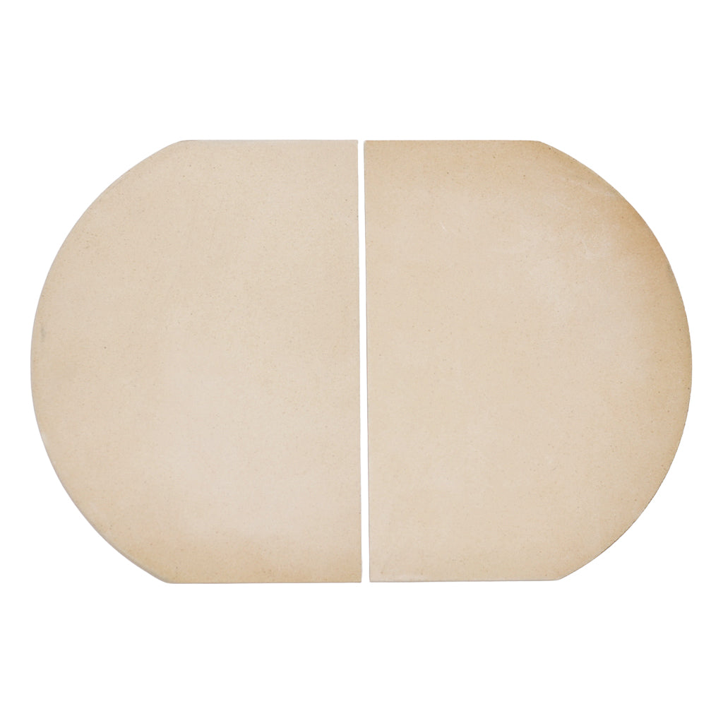 Two Primo Oval ceramic heat deflectors for XL and Large Primo Oval Grills.