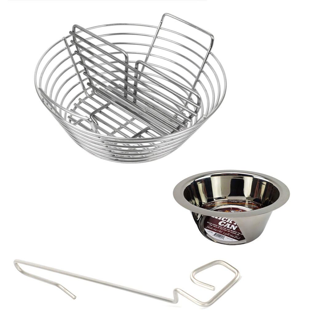 Complete Vision Grills Kick Ash Bundle with Kick Ash Basket & Can and CGS Basket Divider and FREE Lump Rake.
