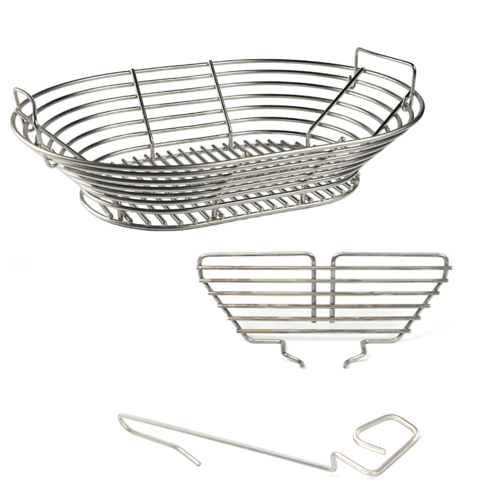 XL Oval Kick Ash Basket, CGS Divider and Free CGS Lump Rake for the Primo XL Oval Kamado.