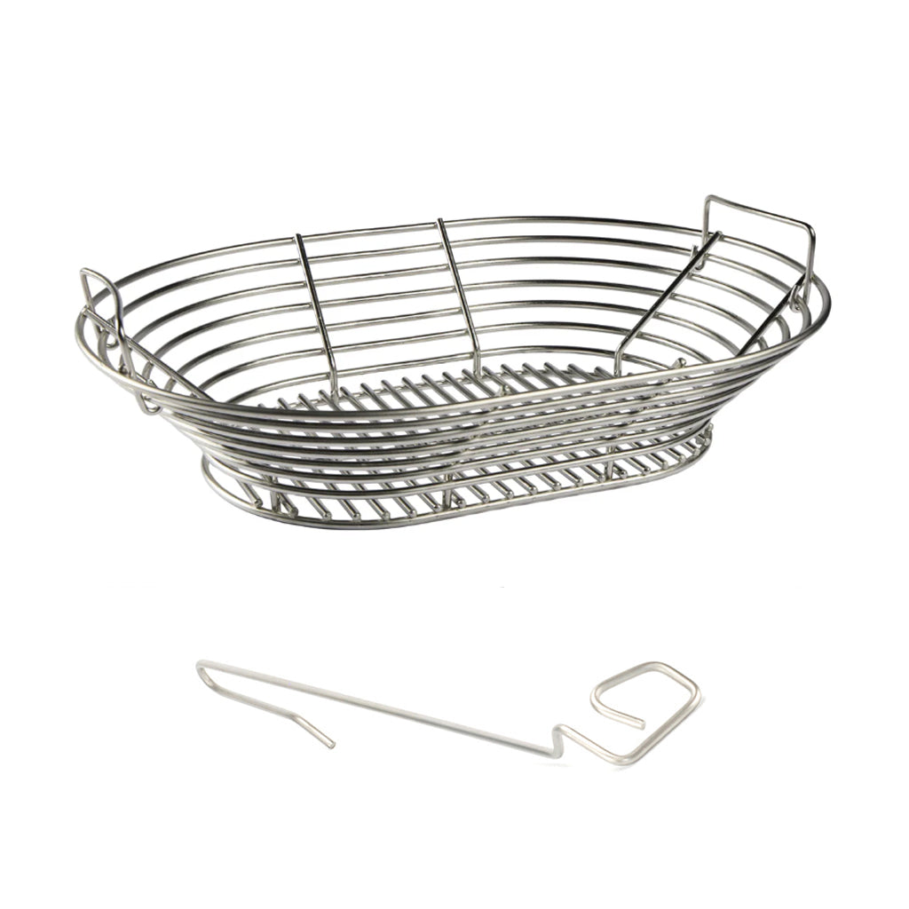 XL Oval Kick Ash Basket and Free CGS Lump Rake for the Primo XL Oval Kamado.