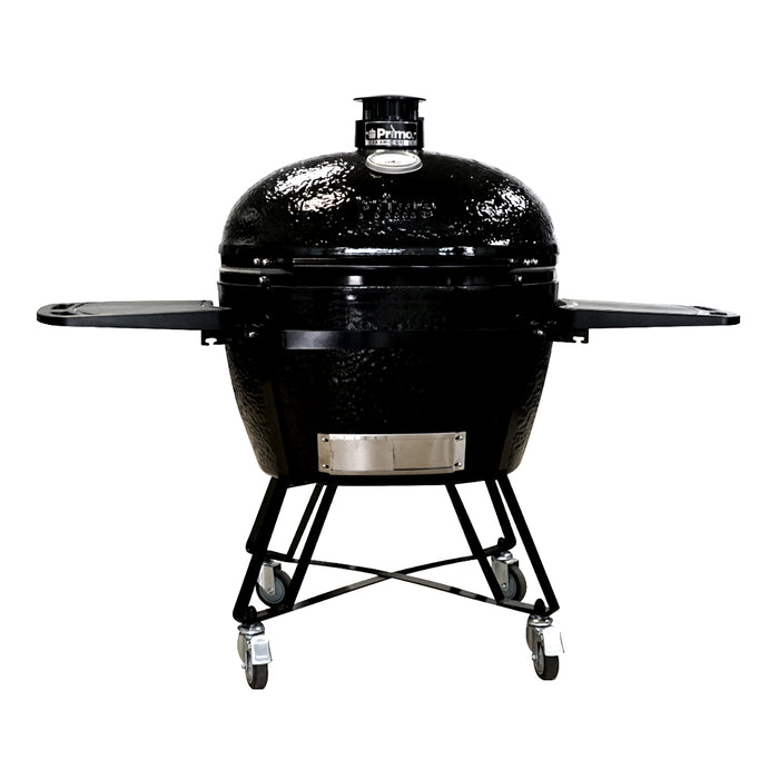 Primo Grill's XXL Oval All-In-One grill package, PGCXXLC. At 500 sq. in., it's the biggest Primo Oval grill.  The XXL Oval All-in-One comes complete to grill and barbeque.