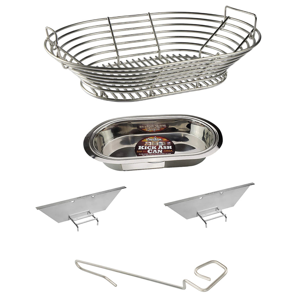 Kick Ash Basket Bundle for XXL Primo Oval: Basket, Can, 2 Dividers, and CGS Lump Rake.