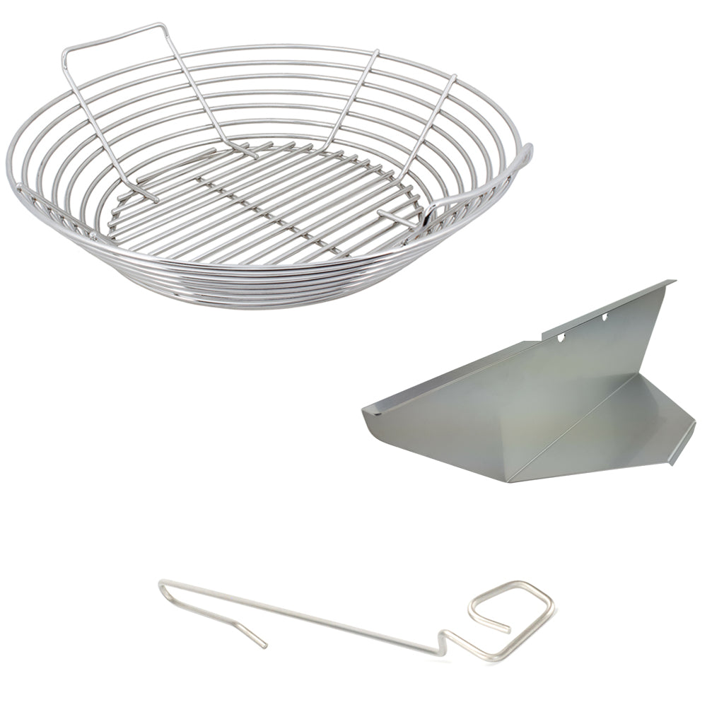 Big Joe Kick Ash Basket and Lump Divider for Kamado Joe Big Joe grill. Free CGS Lump Rake included.