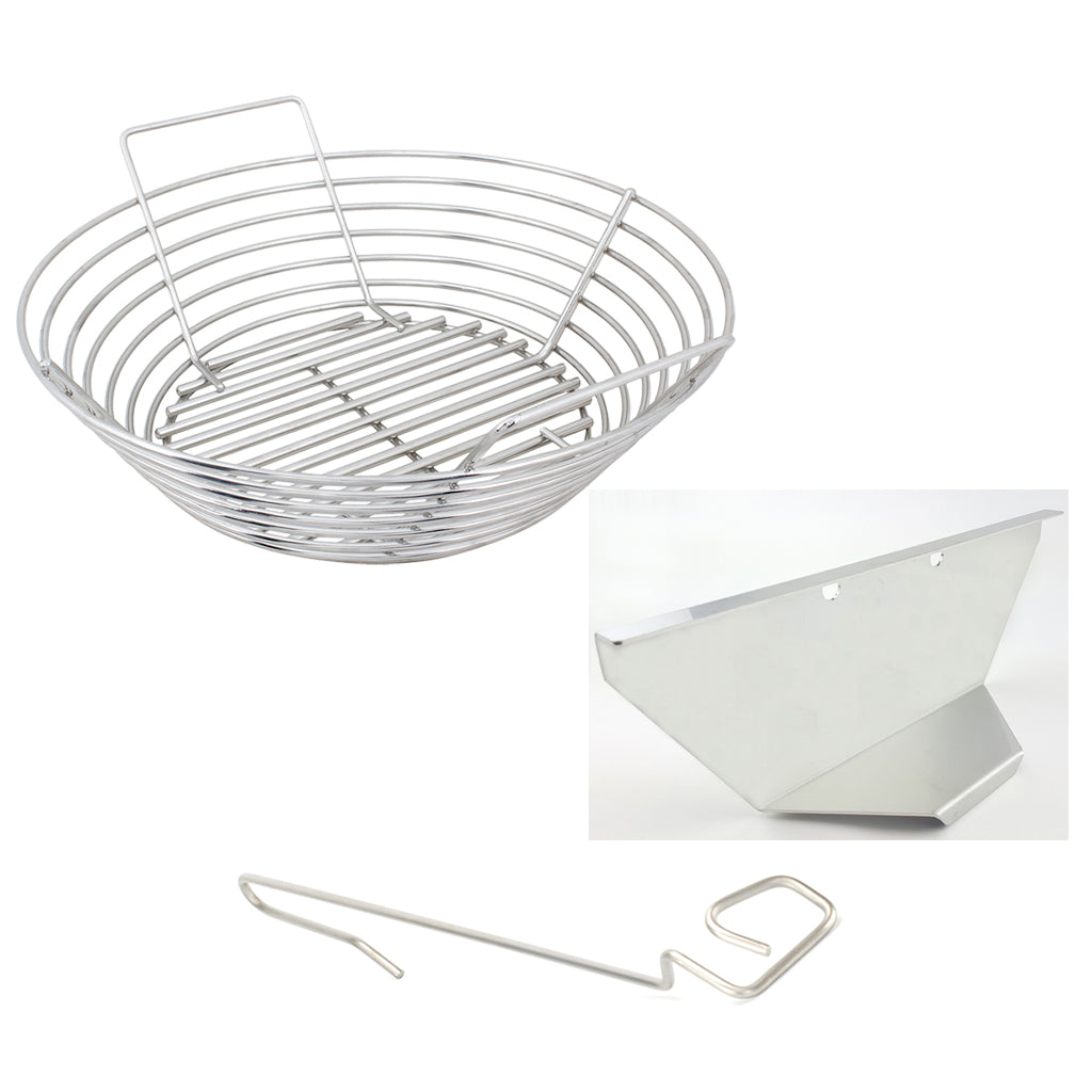 kick ash's classic kamado joe basket and divider with ceramic grill store's lump rake