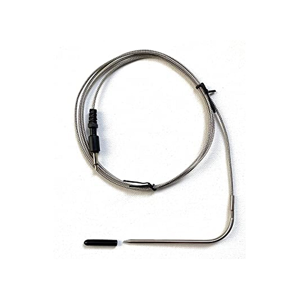 Flame Boss 500 and Flame Boss Thermometer Multipurpose probe with straight plug, stainless shielding and pointed probe end.