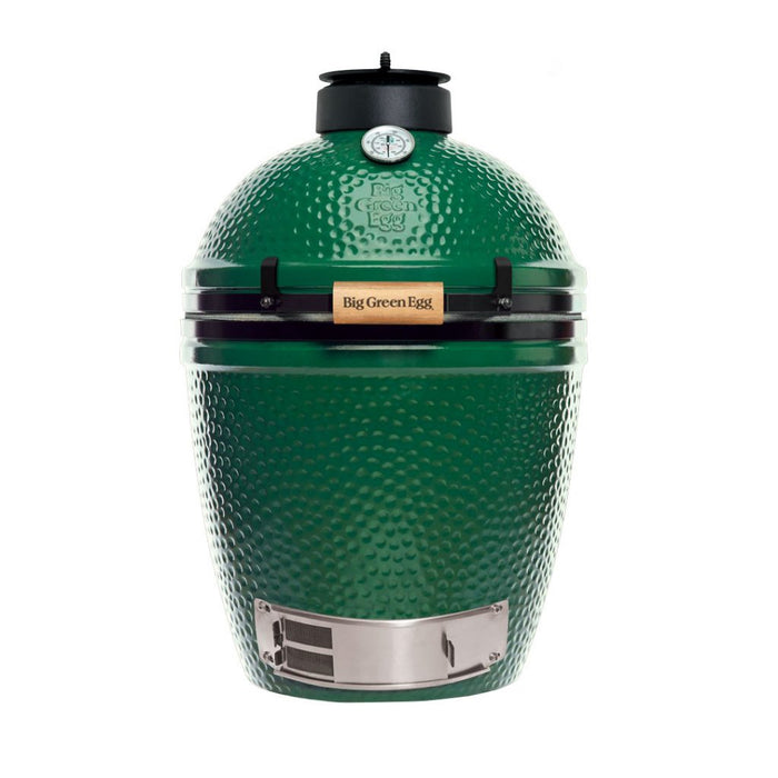 Front view Medium Big Green EGG ceramic Kamado grill. Medium Big Green EGG is the perfect size for small families.