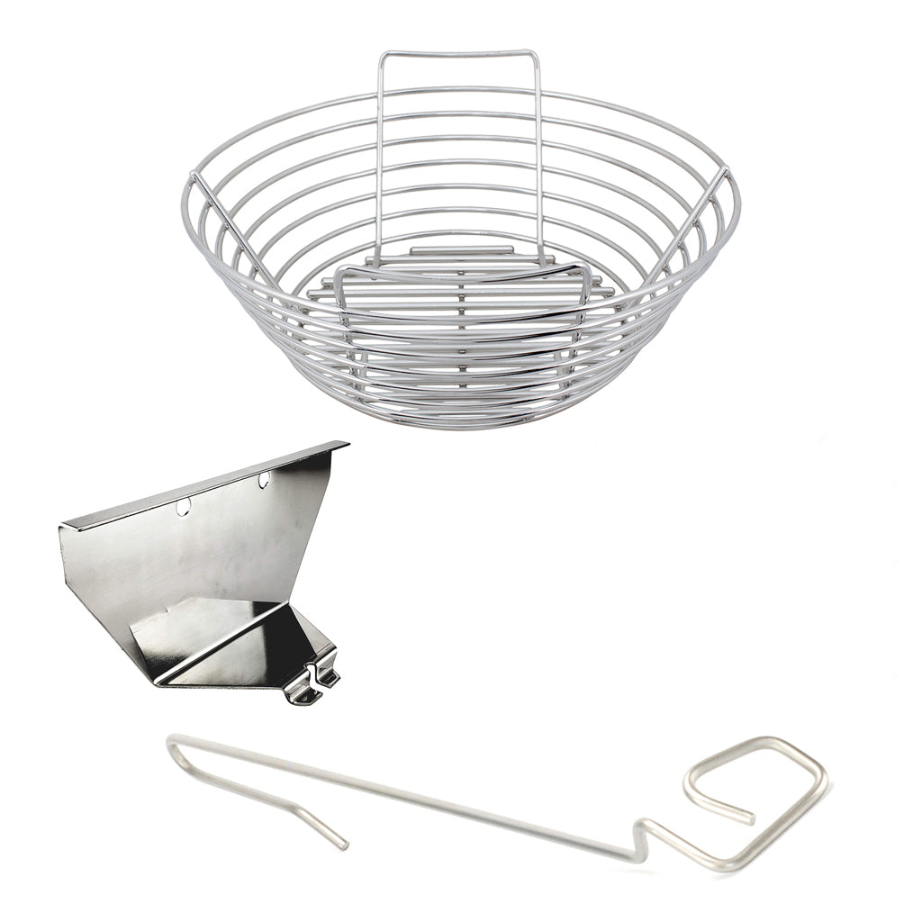kick ash medium big green egg package with kick ash basket, divider and ceramic grill store's lump rake