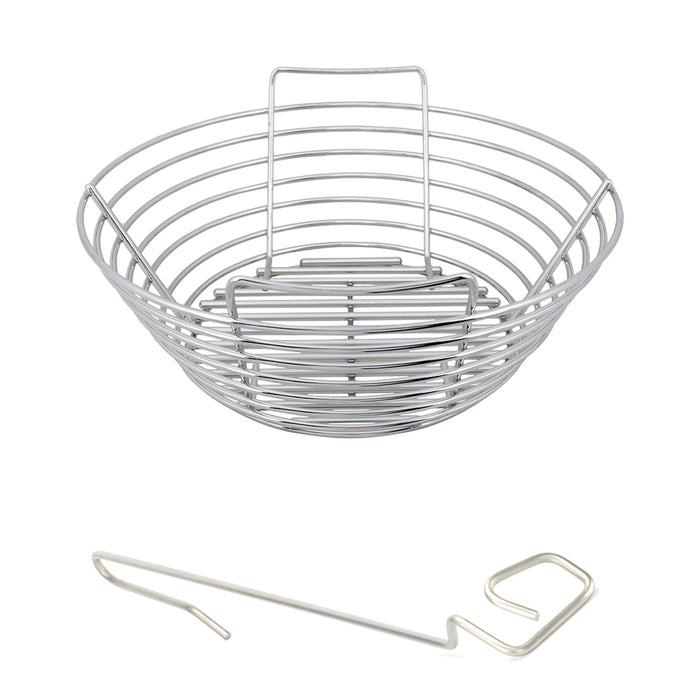 medium kick ash basket , kab-md-ss, for the medium big green egg with ceramic grill store's free lump rake