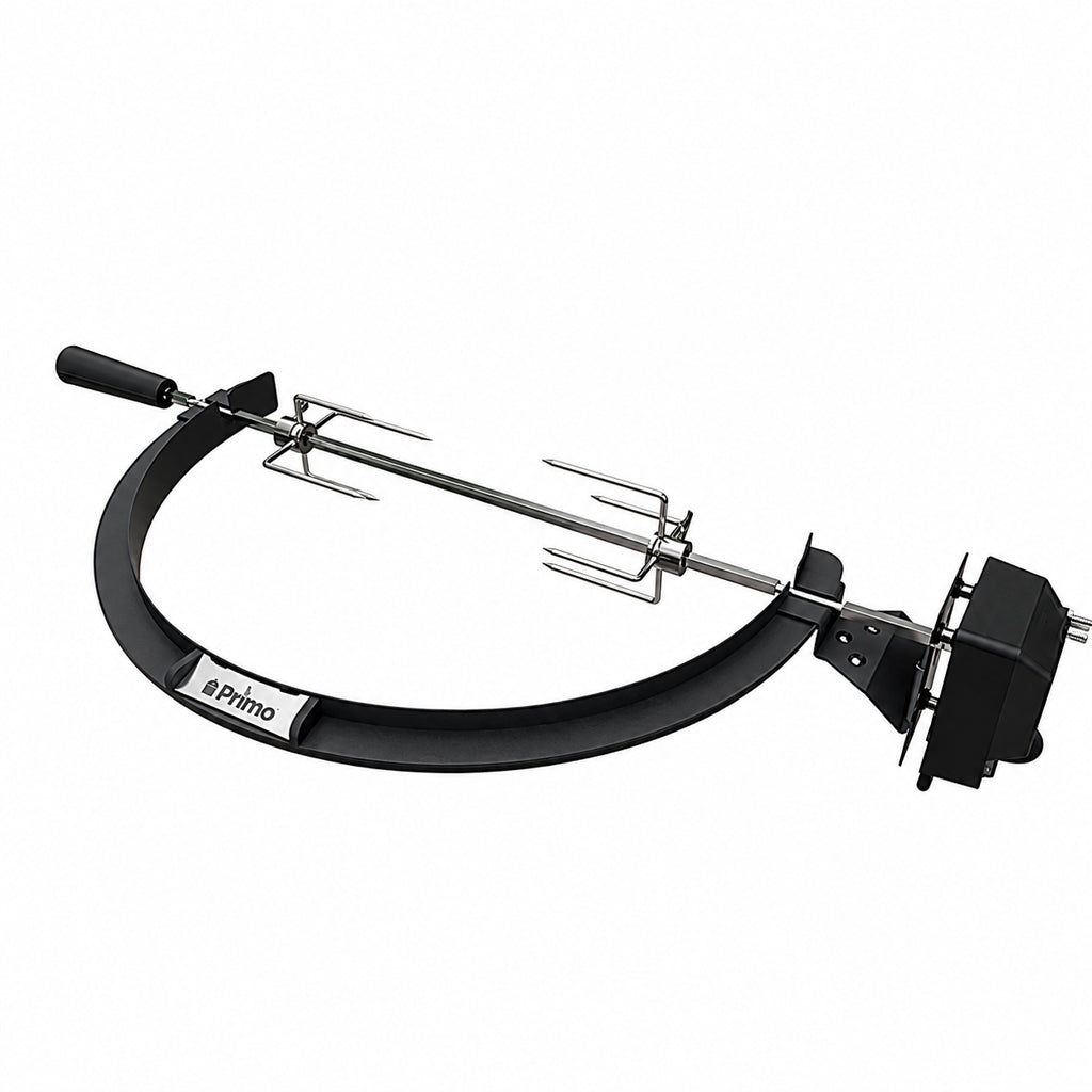 Primo Rotisserie Kit with frame, motor, spit rod and meat forks for Primo XXL, XL, Large, Junior and Round grills.