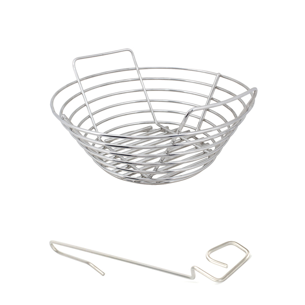Small Kick Ash Basket, Ceramic Grill Store Lump Rake for Small Big Green EGG