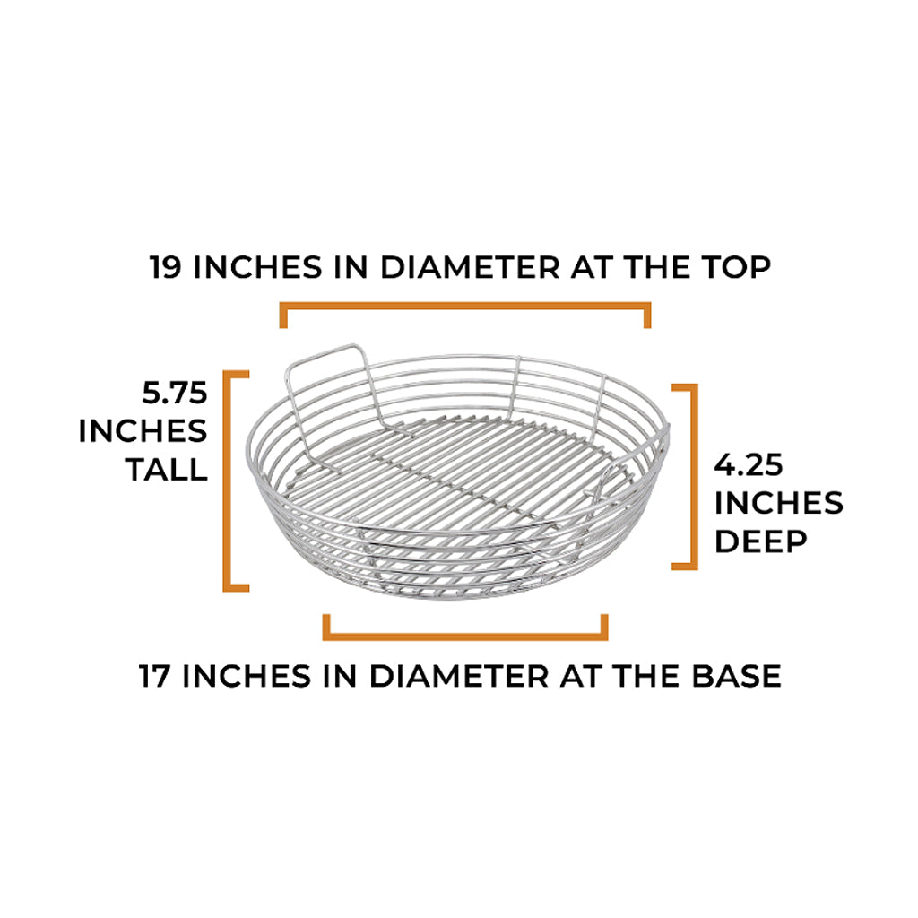 basket dimensions for xl big green egg kick ash basket