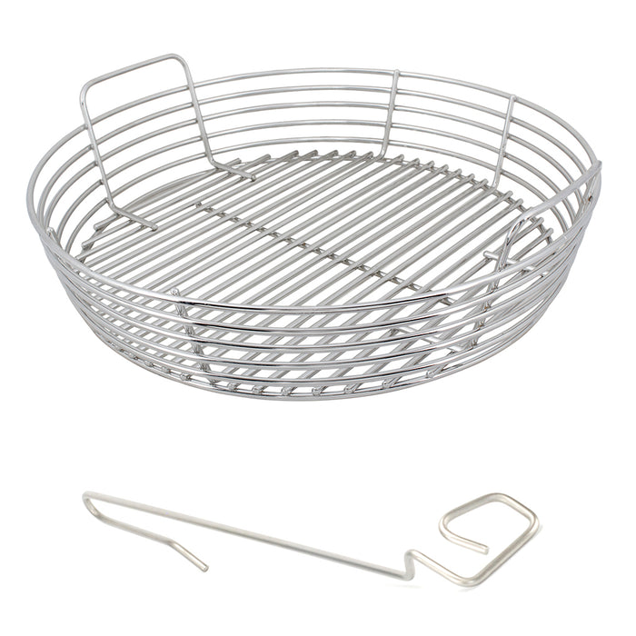 XL kick ash basket , kab-xl-ss, for the xl big green egg with ceramic grill store's free lump rake