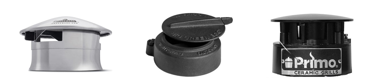 top vent control - smokware cap, big green egg reggulator and primo grill control top adjustable vents