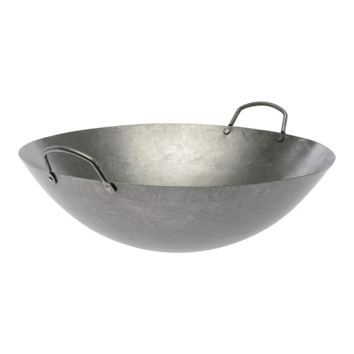 14-inch Cantonese style wok is recommended for the Medium Big Green EGG, Large Primo Oval and other 15" to 17" diameter kamado grills. Wok is carbon steel with a round bottom and two riveted handles.