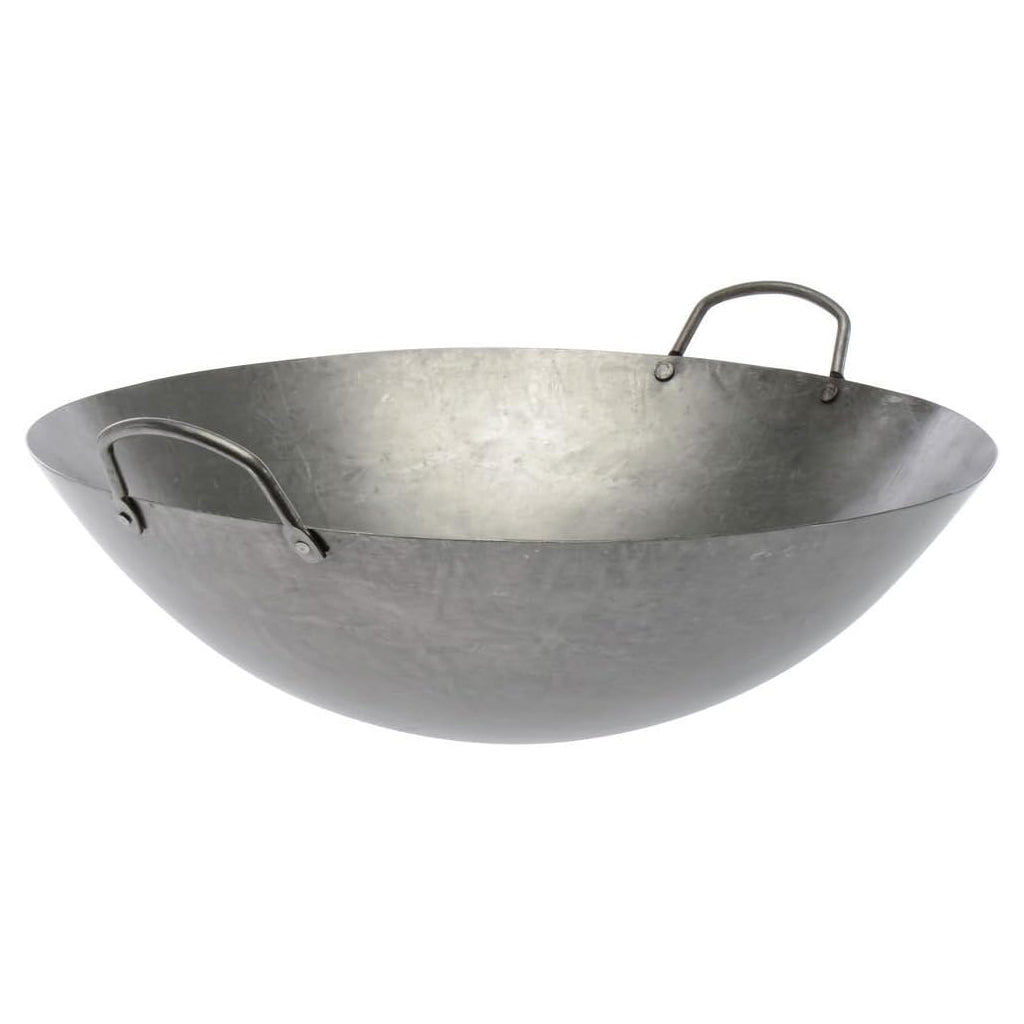 16" round bottom Cantonese wok with loop handles. 