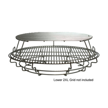 2XL Big Green Egg Woo Expander with 2XL cooking grid and 2XL Flexible Second Grid creating two cooking levels