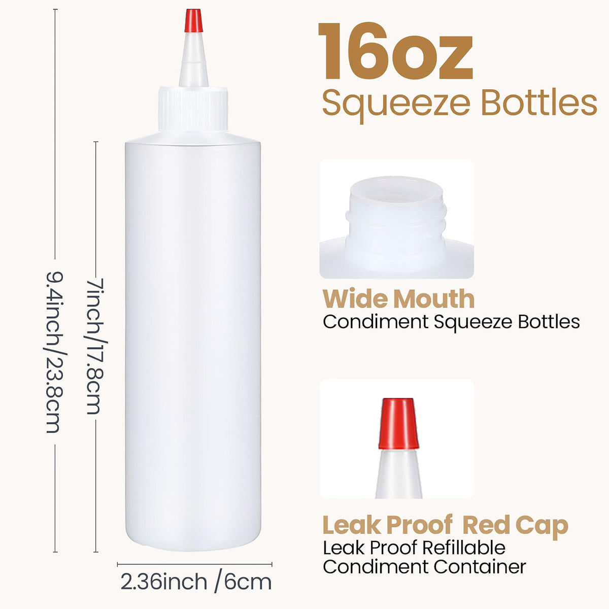 16 oz Squeeze Bottle, Clear