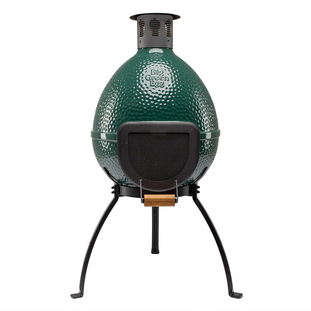 Big Green EGG Chiminea with stand available in the Dallas Fort Worth Metro area.  Big Green EGG Chiminea is a wonderful patio addition.