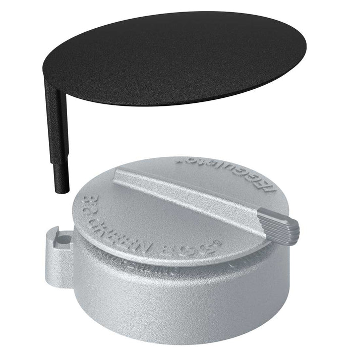 REGGulator Rain Cap is a cantilever design the keep the rain out of the EGG. Rain Cap's stem fits into a hole on the side of the rEGGulator.  Two sizes available, check for proper fit. 