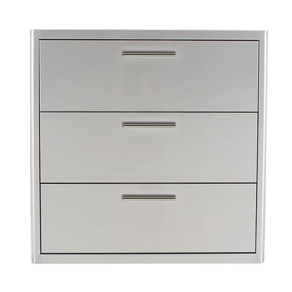 Front view, Blaze 30" triple door storage combo with solf close feature. Model is BLZ-30W-3DRW-LT