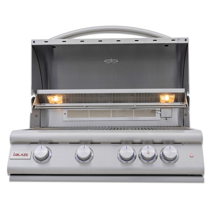Front view, Blaze LTE+, 32-inch, 4 burner gas grill.  Available in LP or NG. 