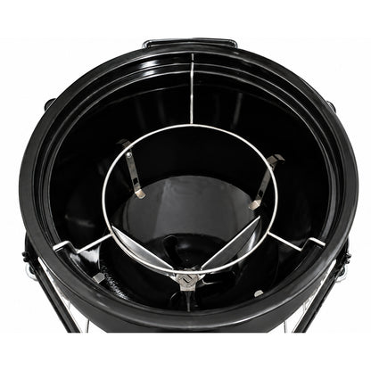 Top down view showing a CGS 3-Leg Spider sitting inside a Weber Summit Kamado grill.
