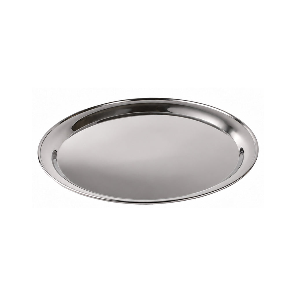 CGS 10" round stainless steel drip pan for compact kamado grills with rolled rim and tapered sides.