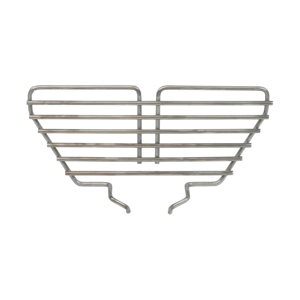 Front view of the CGS stainless basket divider for round and oval Kick Ash Baskets, designed for two-zone charcoal control and fabricated from heavy-duty 1/4-inch 304 stainless round bar. Sizes vary by basket model.