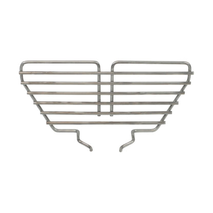 Front view of the CGS stainless basket divider for round and oval Kick Ash Baskets, designed for two-zone charcoal control and fabricated from heavy-duty 1/4-inch 304 stainless round bar. Sizes vary by basket model.