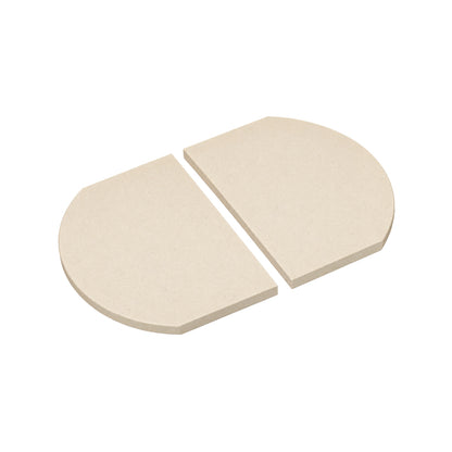 Pair of CGS ceramic heat deflector plates for Primo Oval XL grill, D-shaped plates for indirect and two-zone cooking