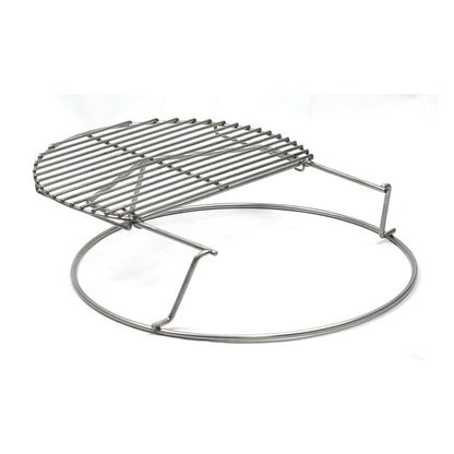 Stainless steel sliding second grid extender bundle designed for two-level cooking in a Medium Big Green Egg.