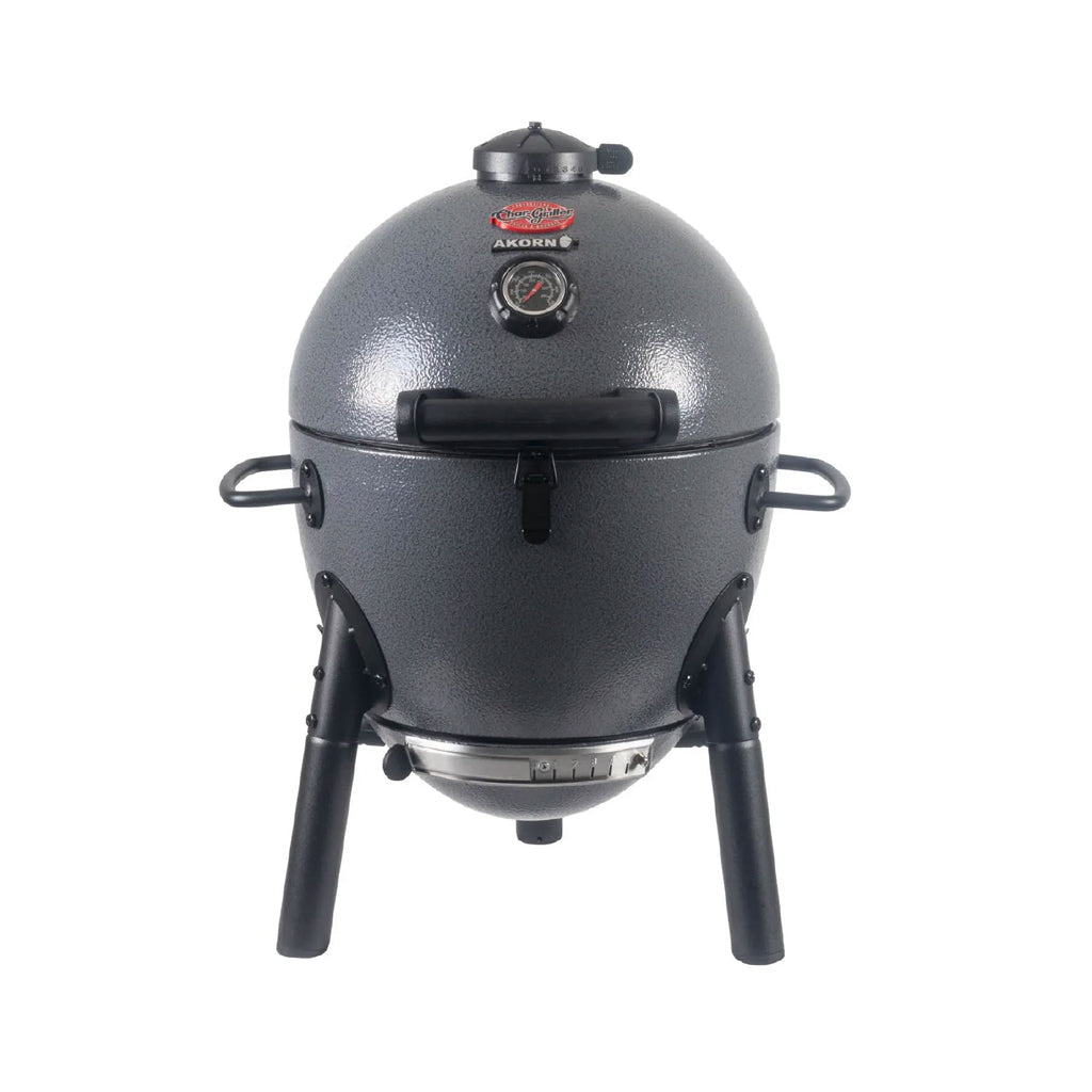 Front view, Char-Griller Akorn Jr. kamado style grill and smoker. 