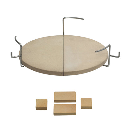 Ceramic Grill Store's (CGS) Double Indirect Twister Spider and 14-inch half-moon deflectors is a purpose built lower deflector assembly for Smokin' Dad's double indirect BBQ method in a Large Big Green EGG. Includes a set of 1/2" Half-Moon Spacers to keep the hot deflectors off your table.  