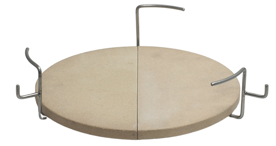 Ceramic Grill Store's (CGS) Double Indirect Twister Spider  and 14-inch half-moon deflectors is a purpose built lower deflector assembly for Smokin' Dad's double indirect BBQ method in a Large Big Green EGG.