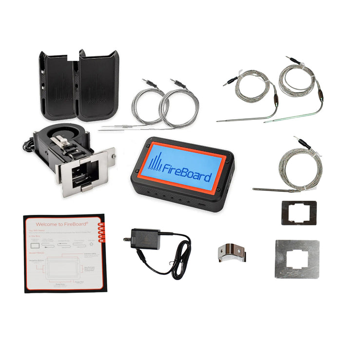 Fireboard drive 2 bundle with fan control, 4 food probes, pit probe and two fan mounts for kamado grills. 