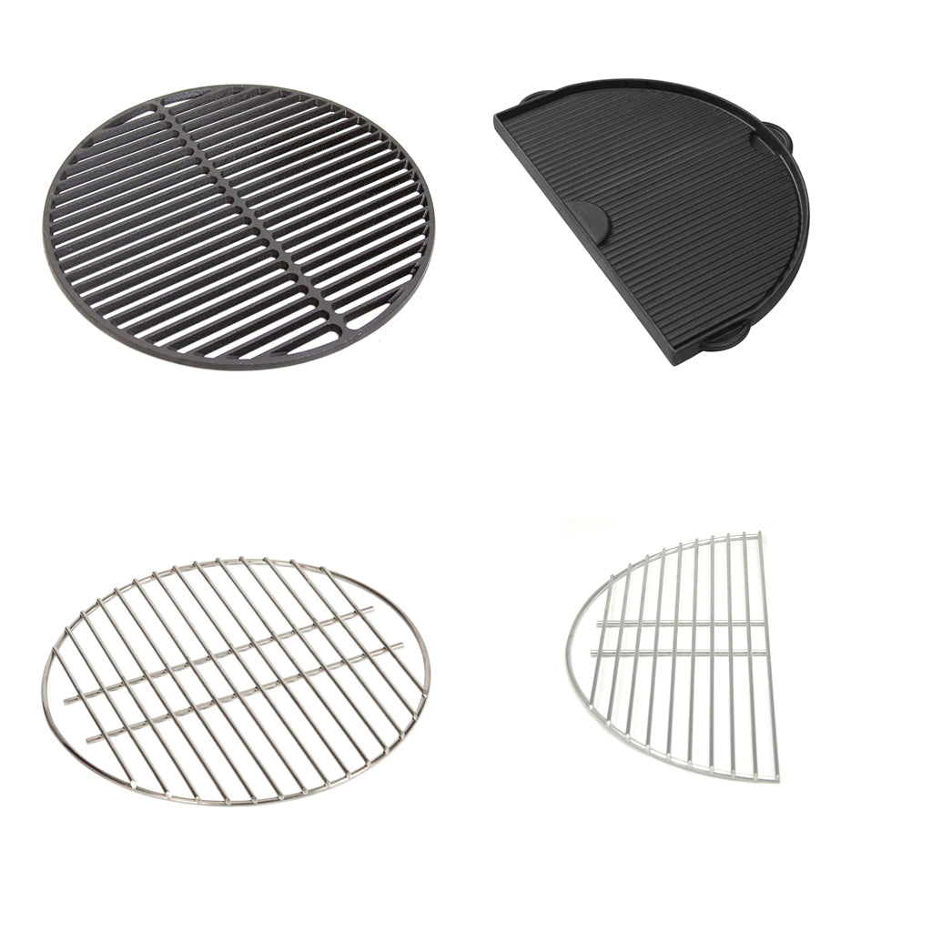 Specialty and replacement cooking grids, grates and griddles for Big Green EGG, Kamado Joe and Primo Grill kamados.