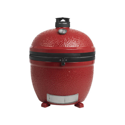 Front view of Kamado Joe Big Joe II 24 inch ceramic grill built-in on ceramic feet, standalone setup