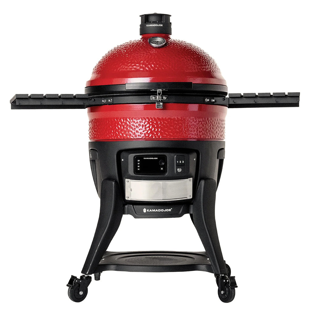 Kamado Joe Big Joe Konnected 24-inch ceramic grill, front view.