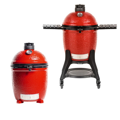 Side-by-side comparison of the Kamado Joe Classic III 18-inch Grill in both Cart and Standalone Built-in configurations.