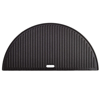 Kamado Joe Classic Joe Half Moon Cast Iron Reversible Griddle, ribbed side, (KJ-HCIGRIDDLE) for 18-inch ceramic grills.