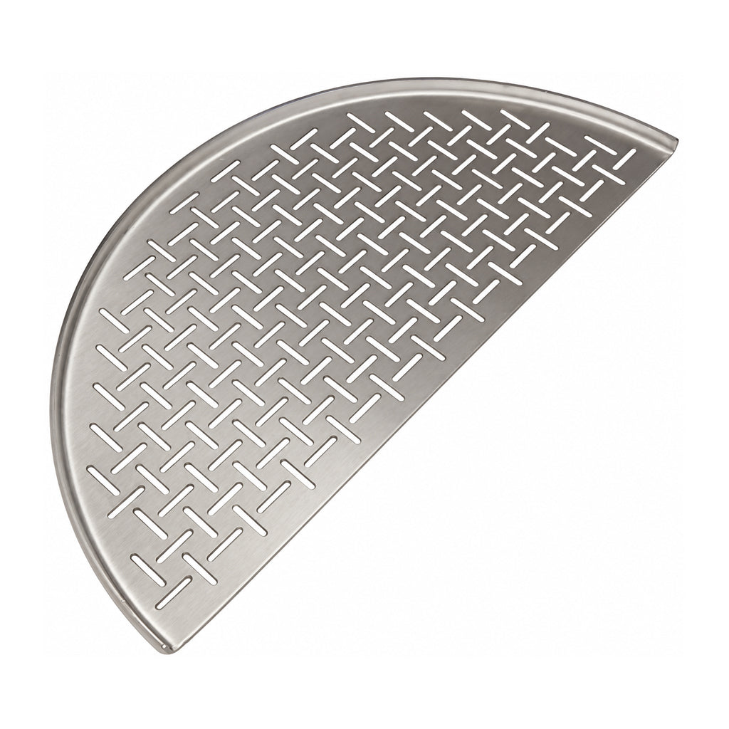 Top down view of the Kamado Joe stainless steel, half-moon fish and vegetable grate for Classic Joe, Big Joe and select Big Green EGG grills.